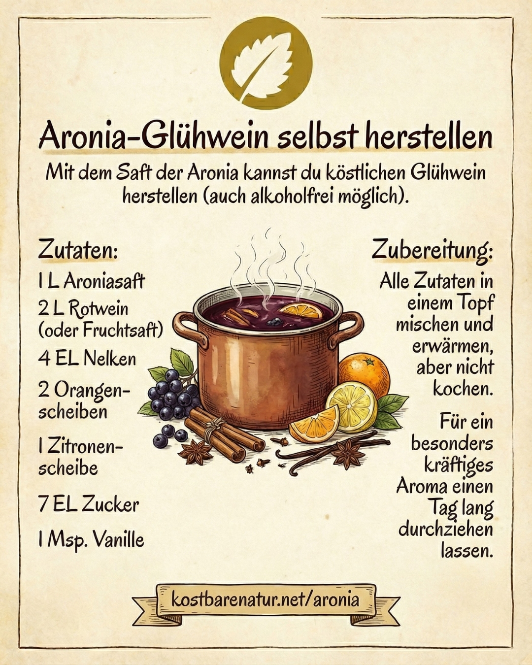 Glühwein mit Aronia-Saft herstellen