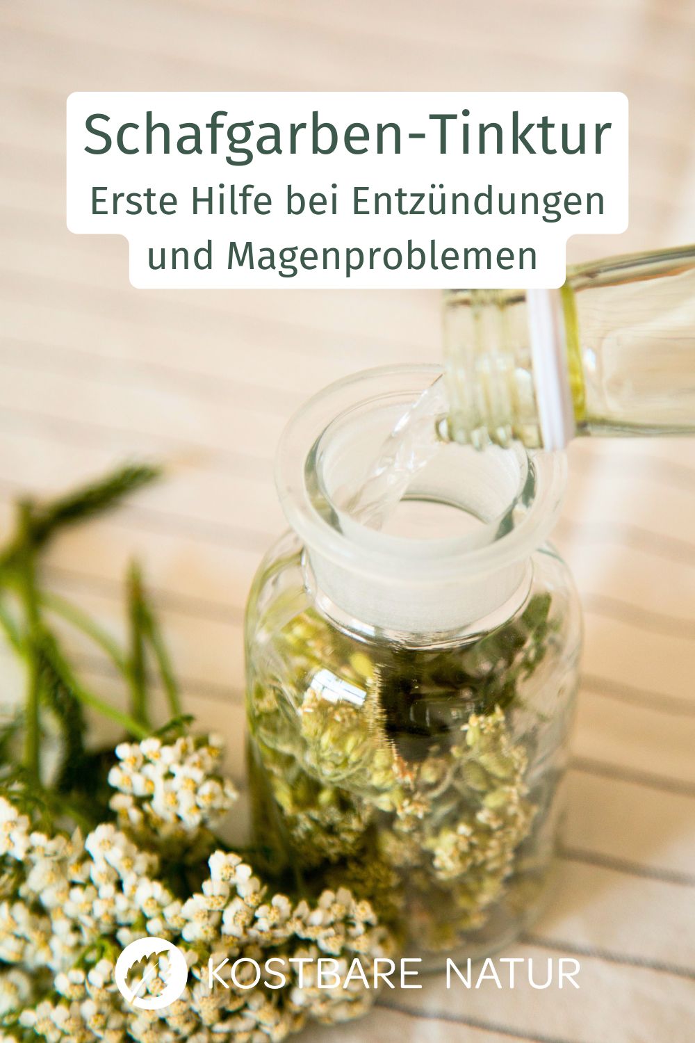 Die Schafgarbe ist auf fast jeder Wiese zu finden. Seine Heilkraft gegen kannst du dir in Form einer Schafgarbe-Tinktur zunutze machen.