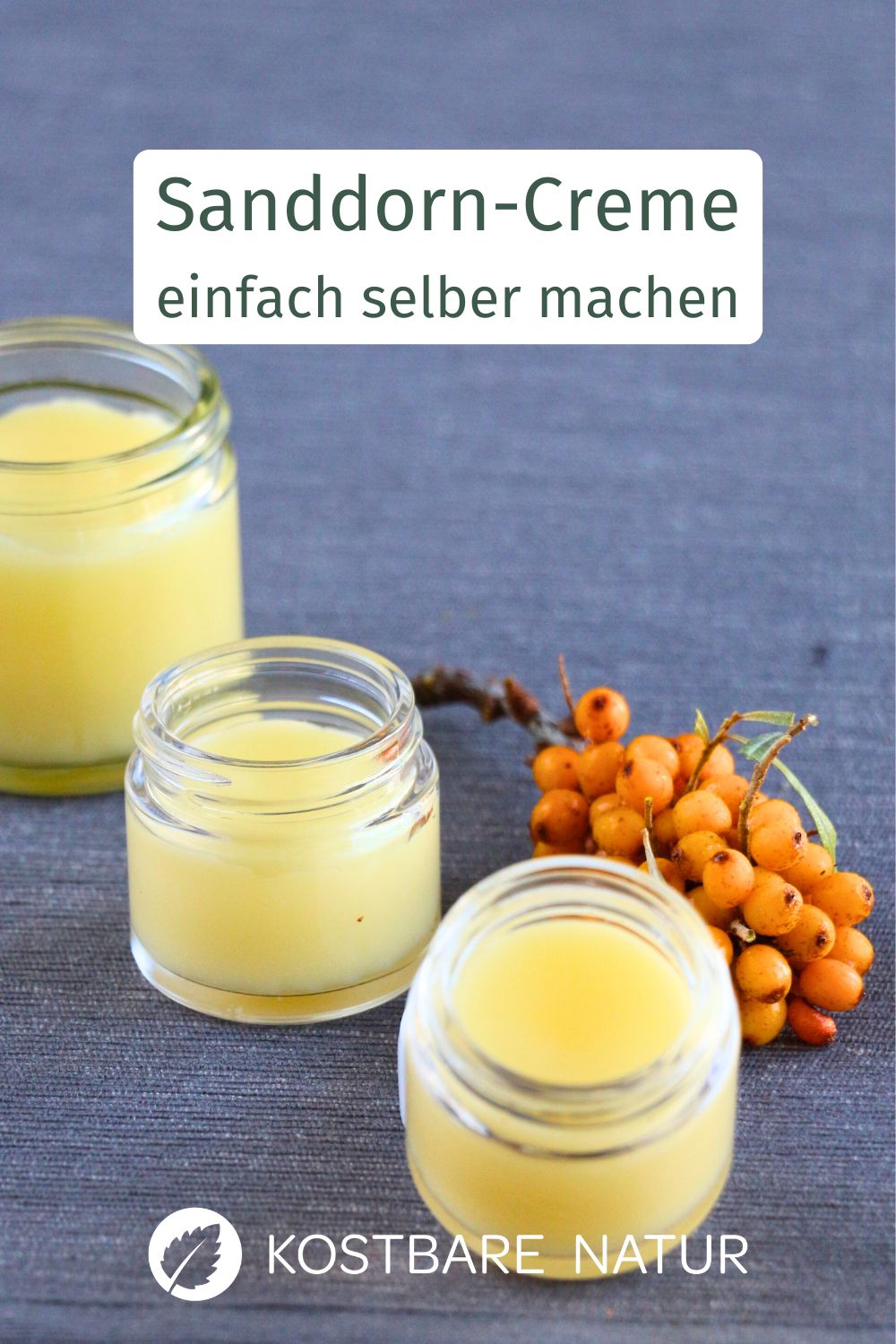 Sanddorn ist bekanntermaßen eine wahre Vitamin-C Bombe. Auch für die Hautpflege sind die Beeren eine Bereicherung, zum Beispiel in Form einer Selbstgemachten Creme.