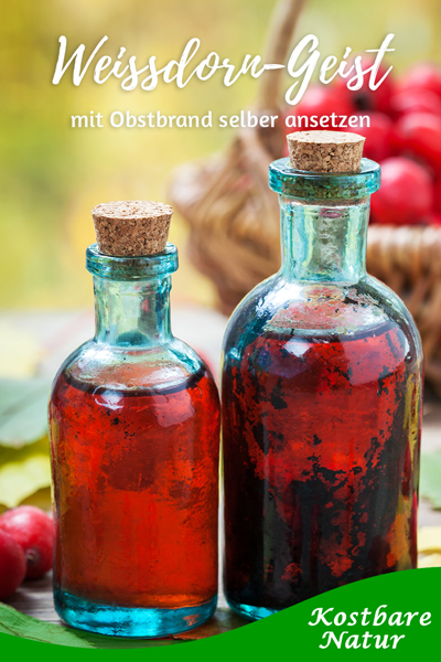 Fruchtige Obstbrände lassen sich mit den Beeren vom Weißdorn einfach verfeinern und mit heilsamen Inhaltsstoffen bereichern.