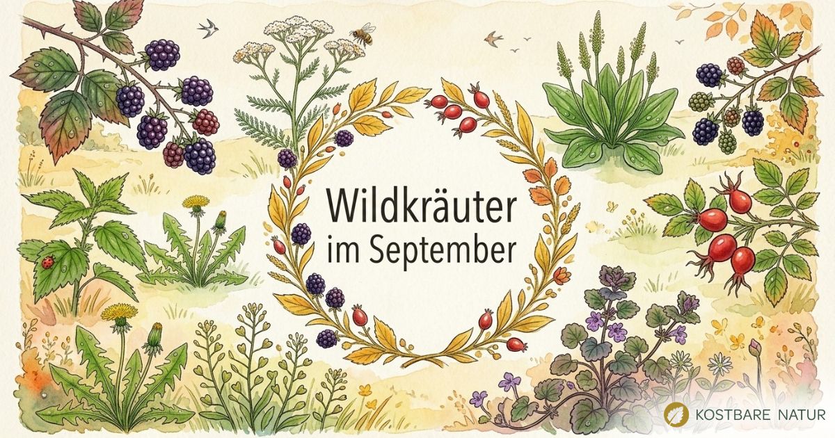 Finde heraus, welche Wildkräuter, Wildfrüchte und andere Schätze du zur Zeit finden und wie du sie in der Küche und für die Gesundheit nutzen kannst!