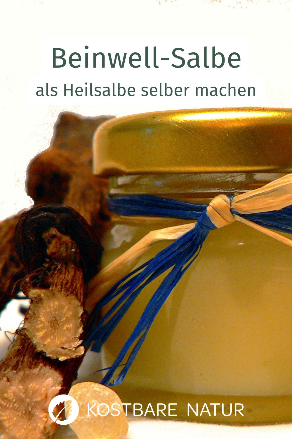 Mit Beinwell kannst du eine natürliche Heilsalbe für Wunden, Schnittverletzungen und Prellungen mit wenig Aufwand selbst herstellen!