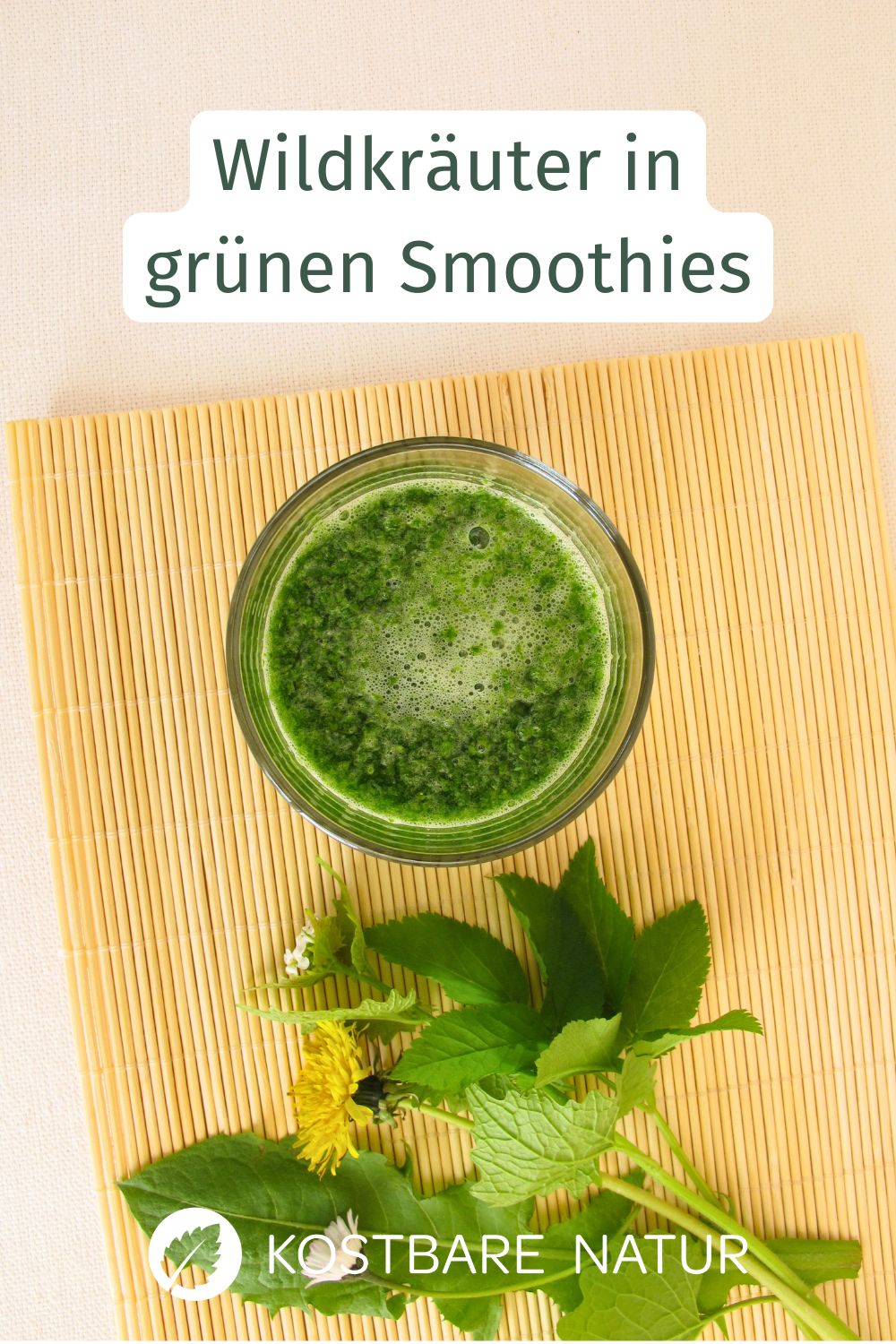 Mit grünen Smoothies kann man leicht und lecker täglich mehr Gemüse essen. Wildkräuter machen sie noch gesünder!