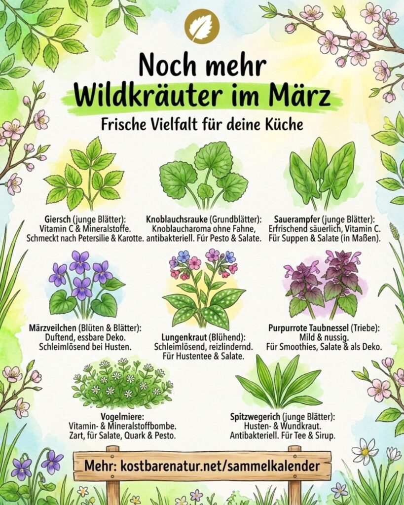 Finde heraus, welche Wildkräuter, Wildfrüchte und andere Schätze du zur Zeit finden und wie du sie in der Küche und für die Gesundheit nutzen kannst!