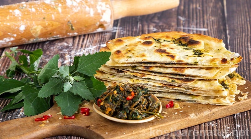 Der Weiße Gänsefuß wird in diesem Fladenbrot-Rezept zur leckeren Füllung des indischen Bathua Paratha. Ein einfaches Gericht für exotische Momente am heimischen Küchentisch.