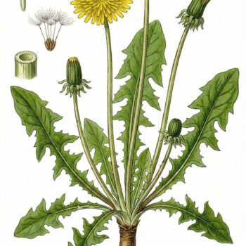 Löwenzahn, Gemeiner (Taraxacum officinale) Erkennung Pflanzenzeichnung Kostbare Natur