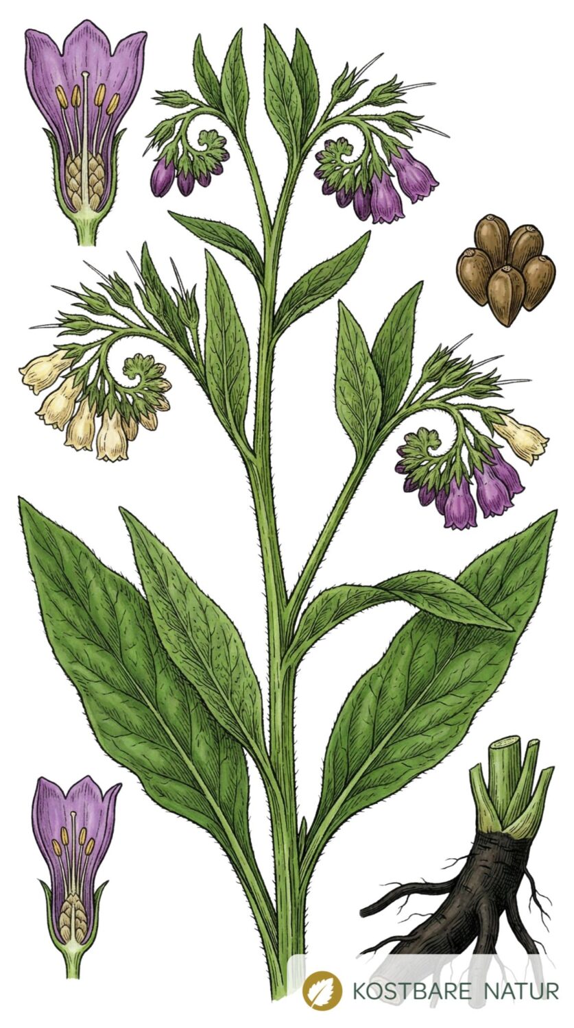 Beinwell wurde früher zur Heilung von Knochenbrüchen, Durchfall, Diabetes und Heuschnupfen genutzt. Auch heute kann er viel Gutes für deine Gesundheit tun!