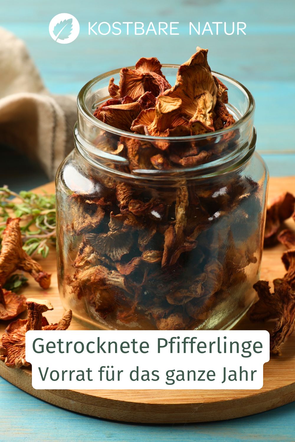 Getrocknete Pfifferlinge verleihen Suppen, Soßen und Aufläufen intensives Aroma. Als Pulver oder Pilzsalz sind sie vielseitig einsetzbar.