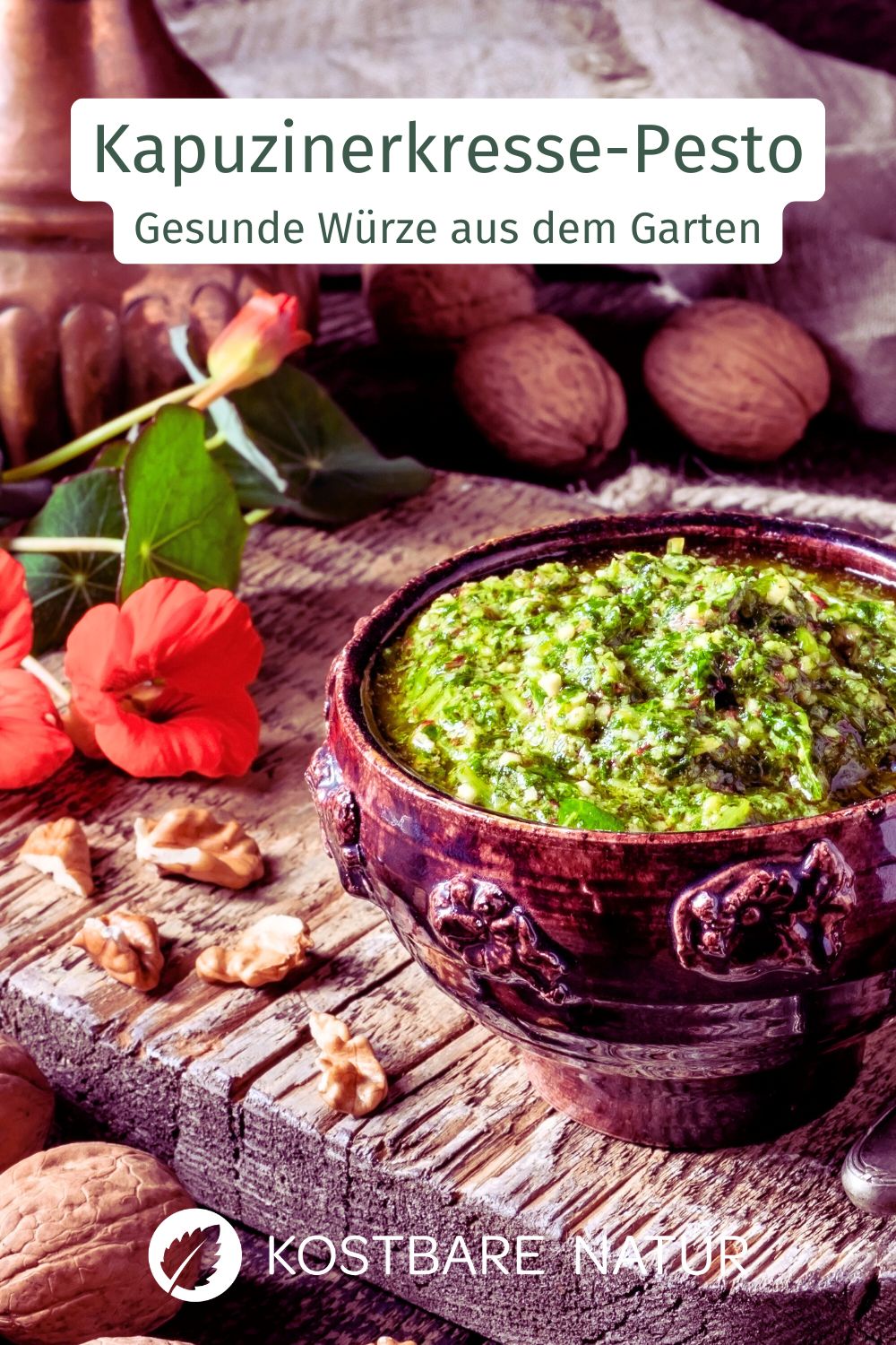 Mit einem Kapuzinerkresse-Pesto verwandelst du das gesunde Kraut blitzschnell in eine würzige Sauce - lecker auf Pasta, Brot und Co.
