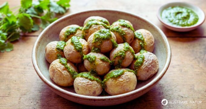 Entdecke das Originalrezept für Mojo Verde und erfahre, wie du die grüne Sauce mit heimischen Wildkräutern regional abwandeln kannst.