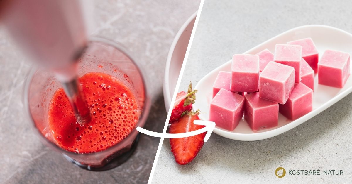 Erdbeerpüree lässt sich einfach einfrieren, ist lange haltbar und ideal für Smoothies, Desserts oder Dressings im Herbst und Winter.