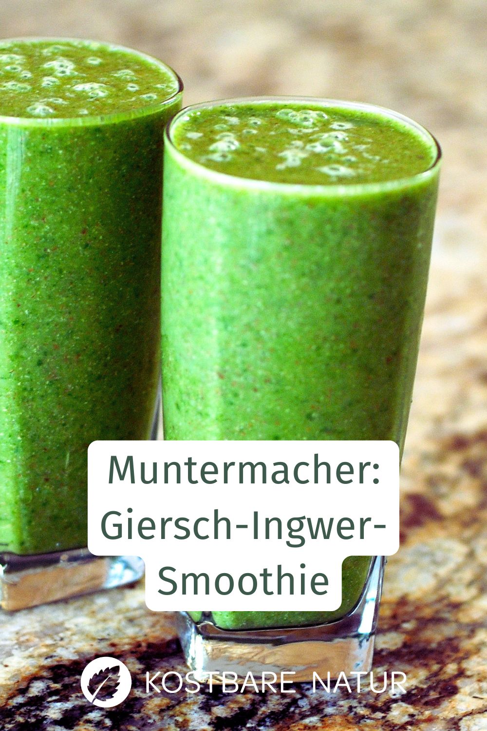 Müde am Morgen? Dieser grüne Smoothie mit Giersch und Ingwer liefert wertvolle Vitalstoffe und sanfte Energie.