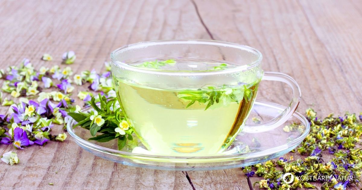 Stiefmütterchentee ist ein milder Kräutertee aus regionalen Wildpflanzen, der Haut und Stoffwechsel natürlich unterstützen kann.
