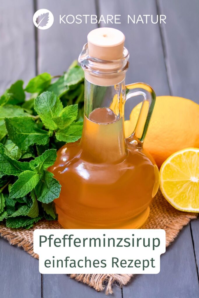 Pfefferminzsirup macht frische Minze aus dem Garten haltbar und bringt ihr Aroma in Wasser, Desserts und sommerliche Getränke.